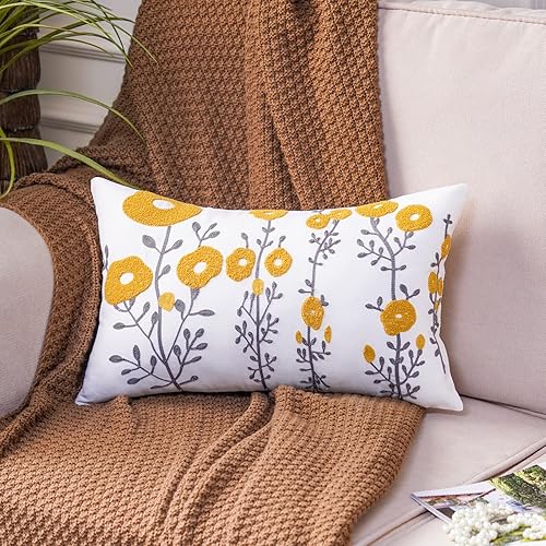 Miniatura 10 de ARTMAGIC Fundas de almohada decorativas con bordado de margaritas florales para primavera y verano, funda de cojín cuadrada para sofá, cama, sala de