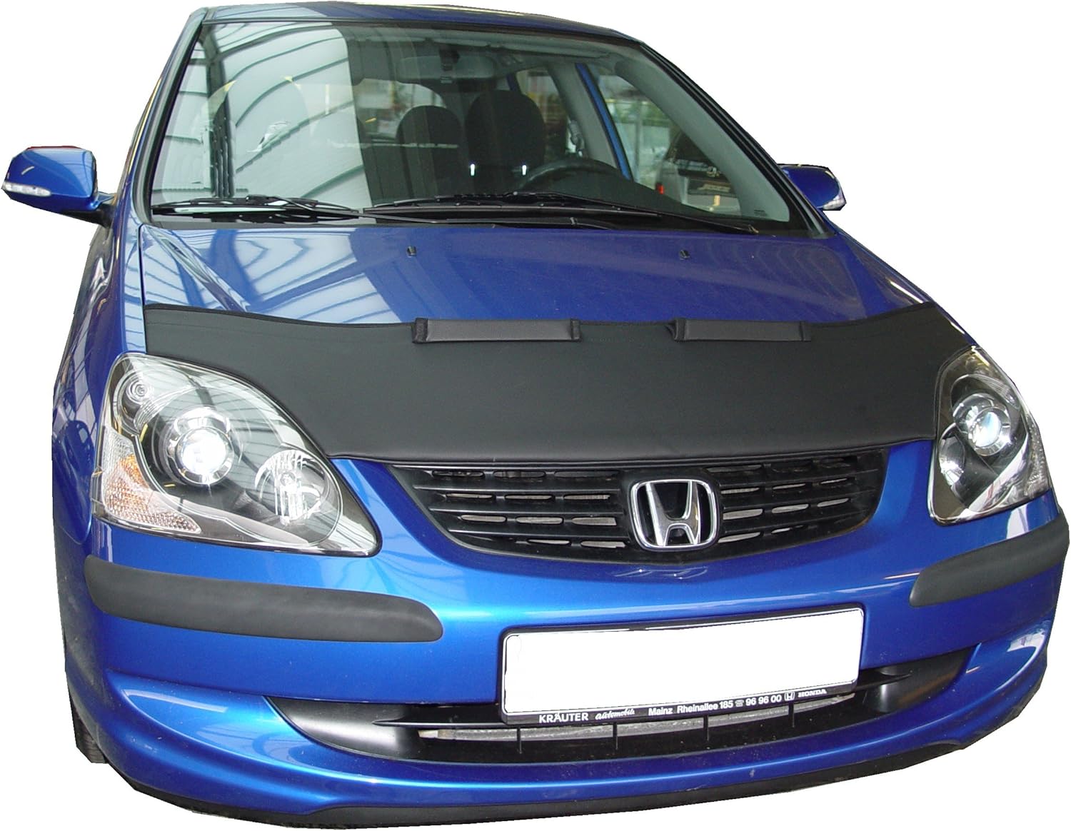 AB-00921 AUTO BRA Carbon Compatible with Honda Civic 2001-2005 Carbon Fiber Look Hood Bra Front End Nose Mask Bonnet Bra