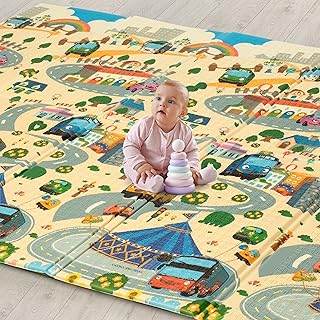 Wild Woods Double Sided Water Proof Baby Floor Mat, Multicolor, Reversible Floor mats for Kids, Baby mats for Floor, Crawling Baby, Extra Large Size, 6'5" x 4'10" (195.5cmx147cm), 0.8cm Thick