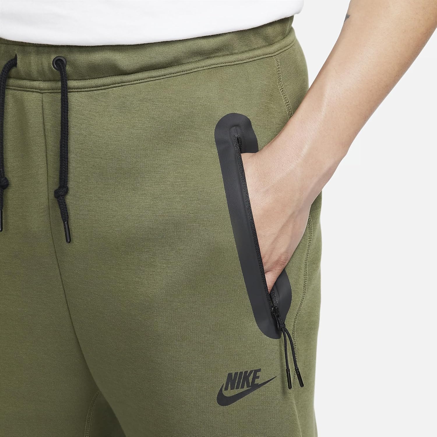 Nike Sportswear Tech Fleece Men's Open-Hem Sweatpants (Medium Olive/Black, FB8012-222) Size Small - Image 3