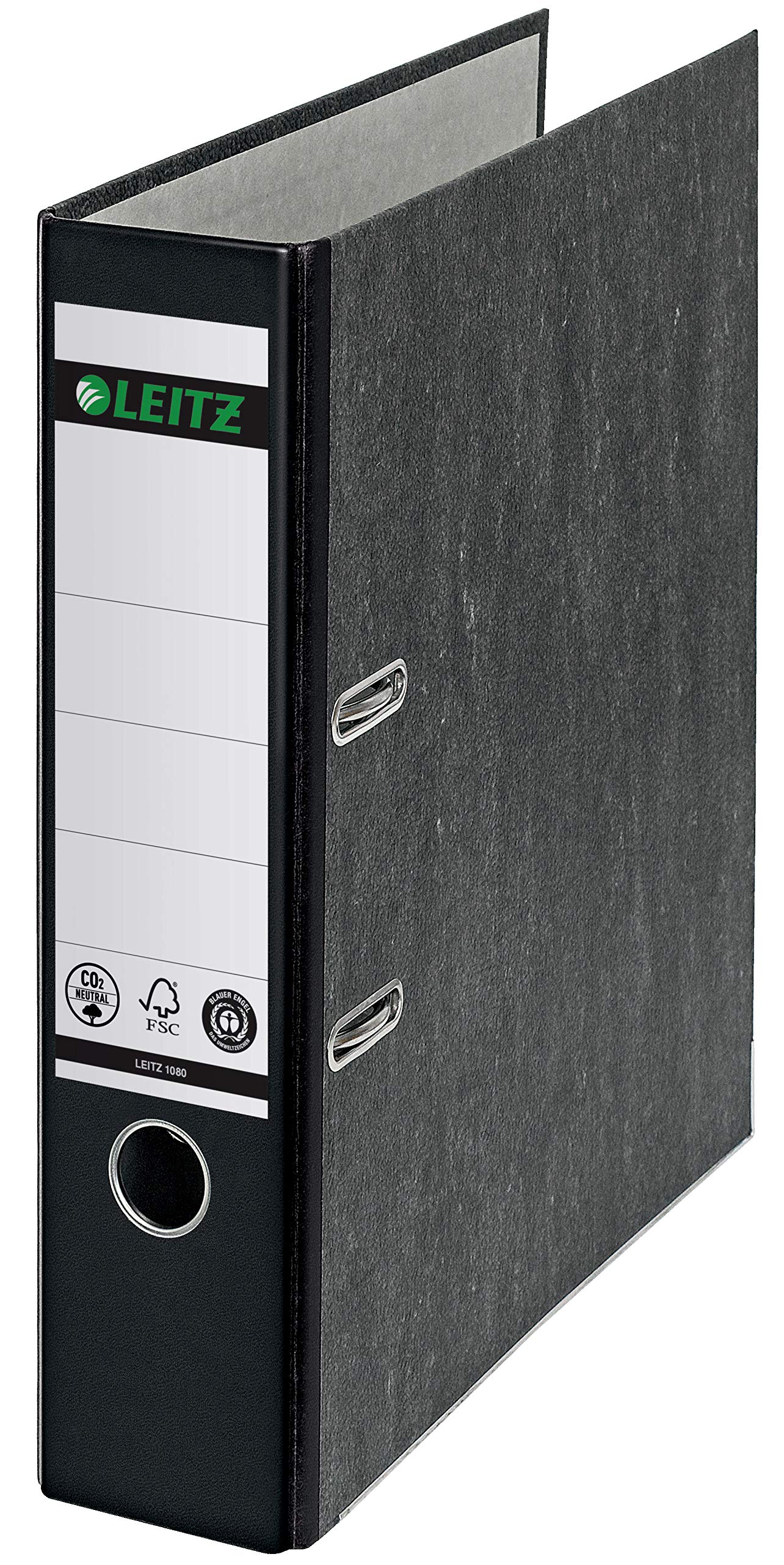 LeitzLever Arch File A4 80mm, Black, Durable Document Organizer for Office and Home Use