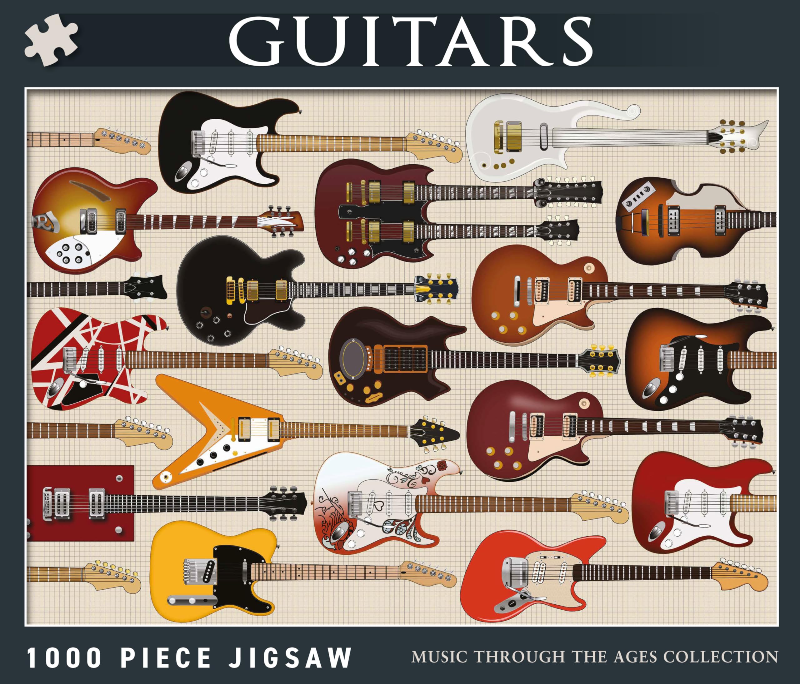 Coach House, Iconic Guitars Jigsaw Puzzle “Through The Ages” Retro 1000 Piece Classic Puzzle - Image 3