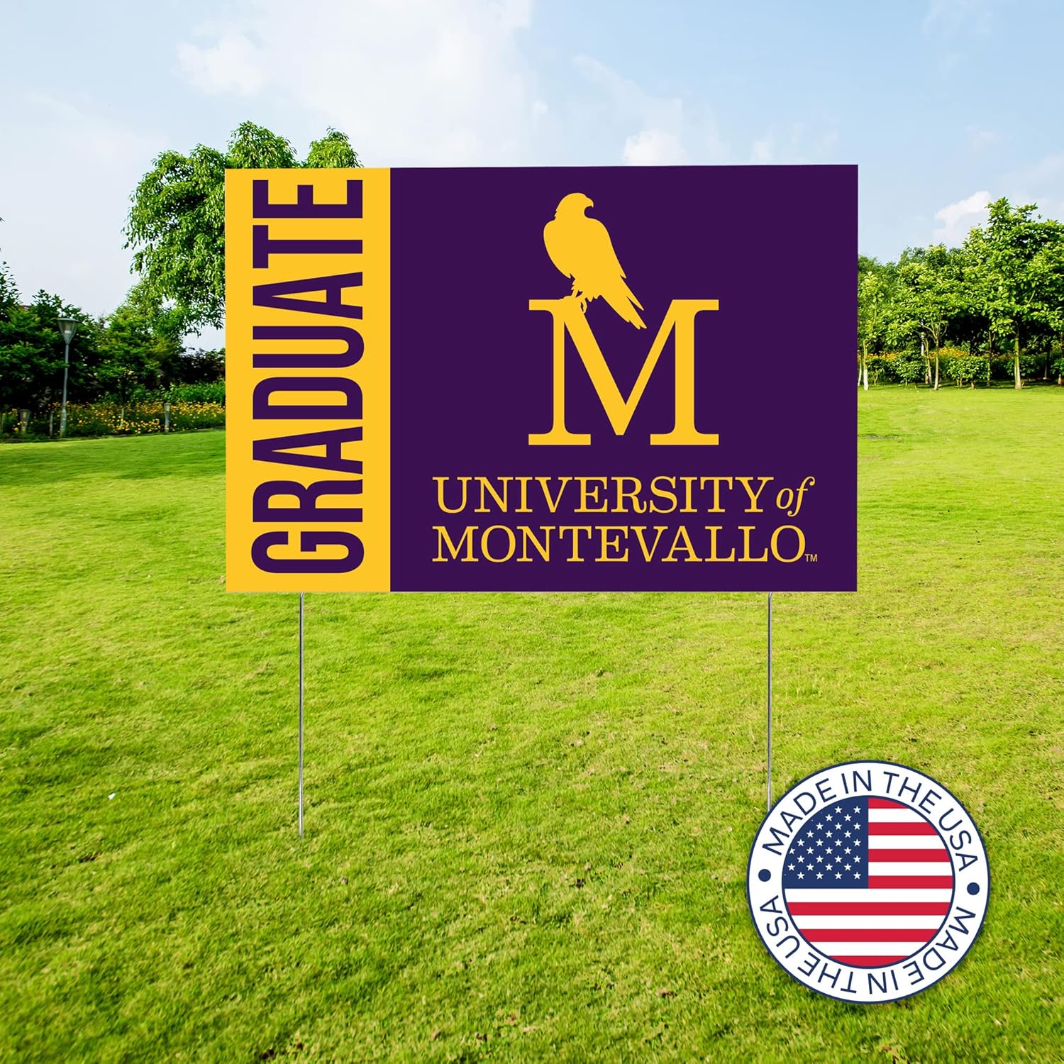 Desert Cactus University of Montevallo Falcons 12x18" Graduate Graduation Celebration Yard Sign Graduates Outdoor Lawn Display with Stakes (Grad Sign 3)