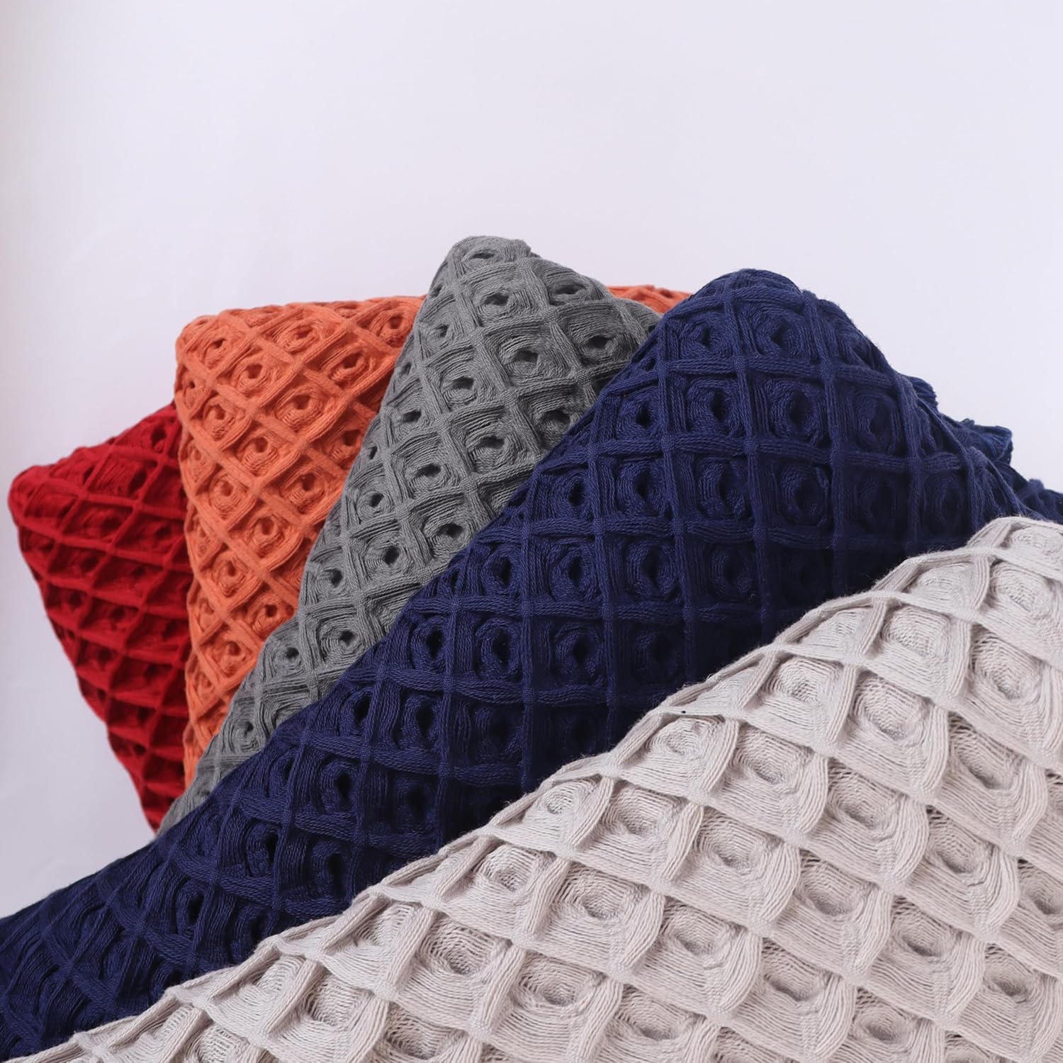 Cotton Waffle Weave Red Twin Blanket Ultra Soft - Luxurious, All-Season, Breathable, Decorative Twin Blanket for Bed & Couch, 60''x 94'' inch (Red, Twin)