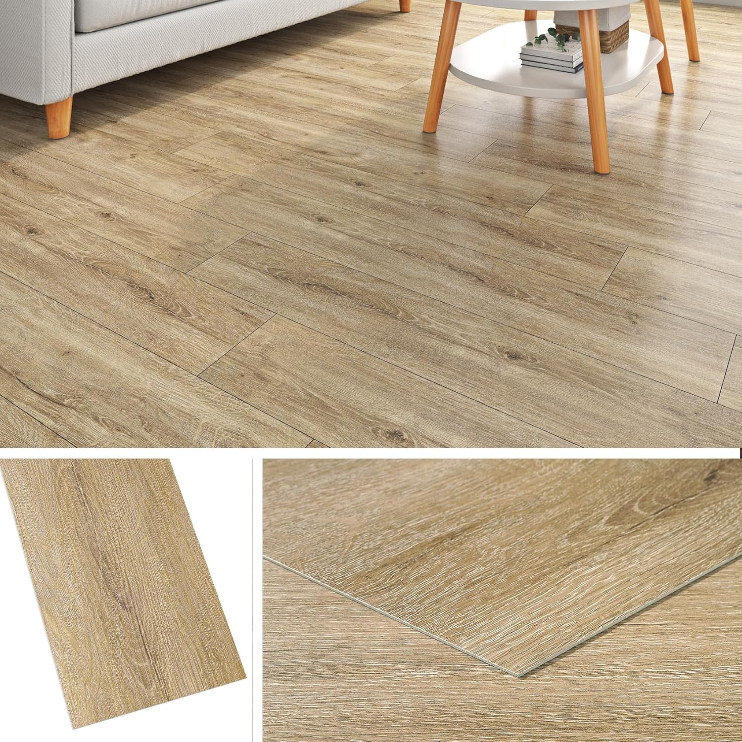 Livelynine 18-Planks 6x36 Wood Peel and Stick Floor Tile Waterproof Vinyl Flooring Planks Light Wood Laminate Flooring Luxury Vinyl Plank Flooring Self Adhesive Floor Tiles Natural Maple Africanwood
