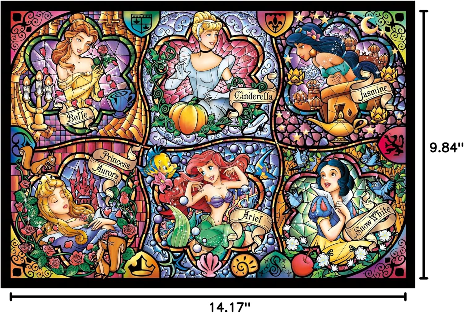 Tenyo Disney Brilliant Princess Stained Glass Gyutto Size Series Jigsaw Puzzle (500 Piece)