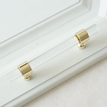 3.5" Acrylic Cabinet Pulls Clear Glass Look Lucite Drawer Knob Pull Dresser Handles 89mm