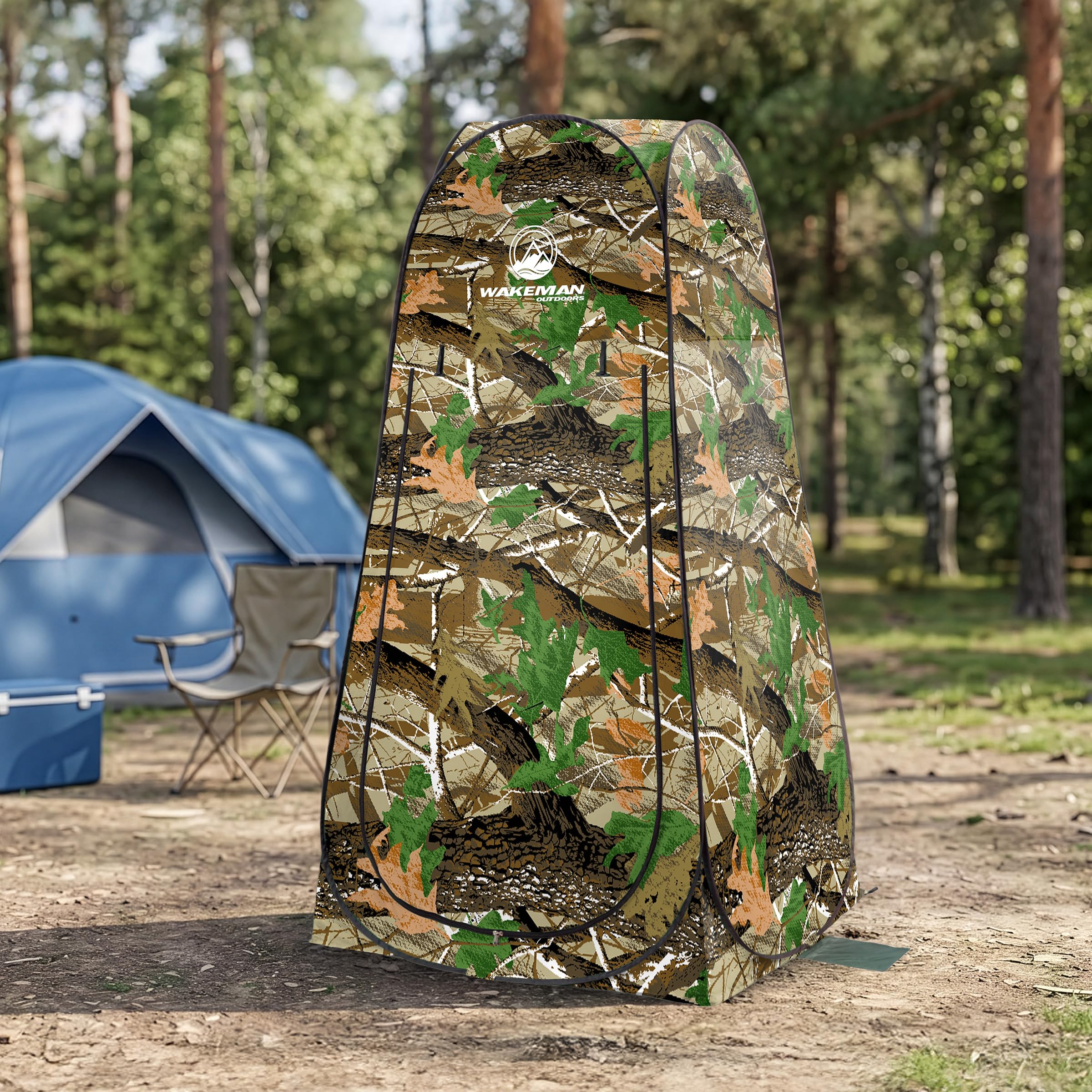 Wakeman Outdoors Pop-Up-Pod – Sichtschutz-Duschzelt, Ankleidezimmer oder tragbare Toilettenkabine mit Tragetasche für Camping, Strand oder Heckklappe (Camo)