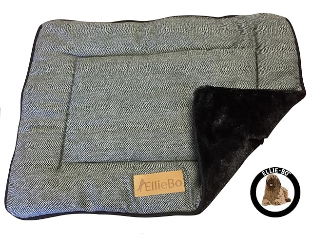 Foto 4 de 6 de Ellie-Bo - Cama reversible de tweed y piel sintética negra para jaulas y cajas pequeñas de 61 cm…