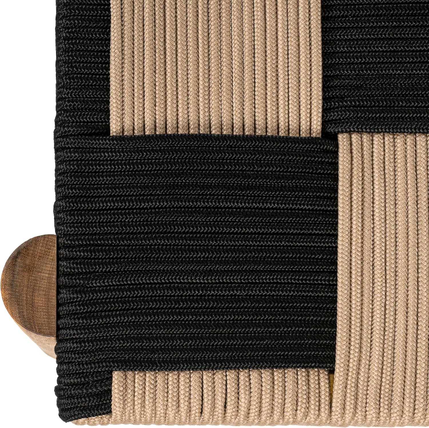 JONATHAN Y Denis 47" Black and Beige Checkerboard Acacia Wood and Woven Rope Bench, Bohemian Indoor/Outdoor Seating for Entryway or Patio, 700 lbs Capacity BNH202A