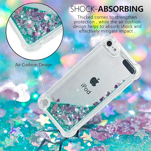 Miniatura 4 de Funda compatible con iPod Touch 7, funda líquida con purpurina flotante de arena movediza a prueba de golpes, funda protectora de silicona suave TPU