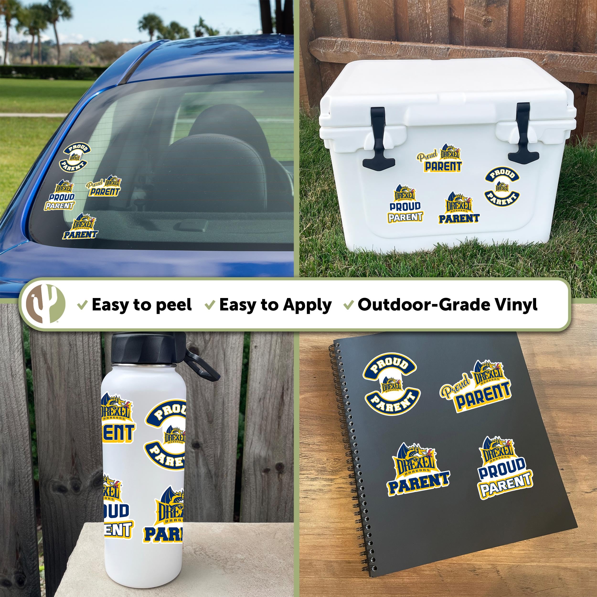 Drexel University NCAA Sticker Sheet - Vinyl Decals For Laptop, Water Bottle, Car (Family Pack)