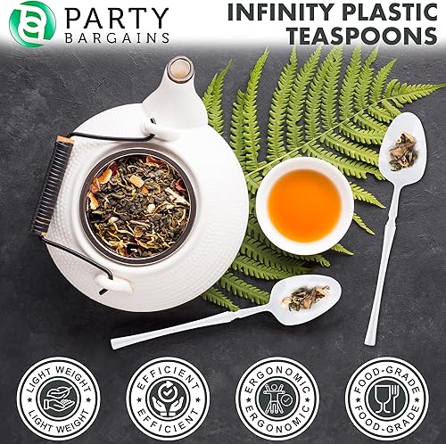 Miniatura 238 de Party Bargains Disposable Plastic Black Gold Cutlery Set, Infinity Modern Design Utensils, 40 Pack: 16 Forks, 8 Knives, 16 Spoons