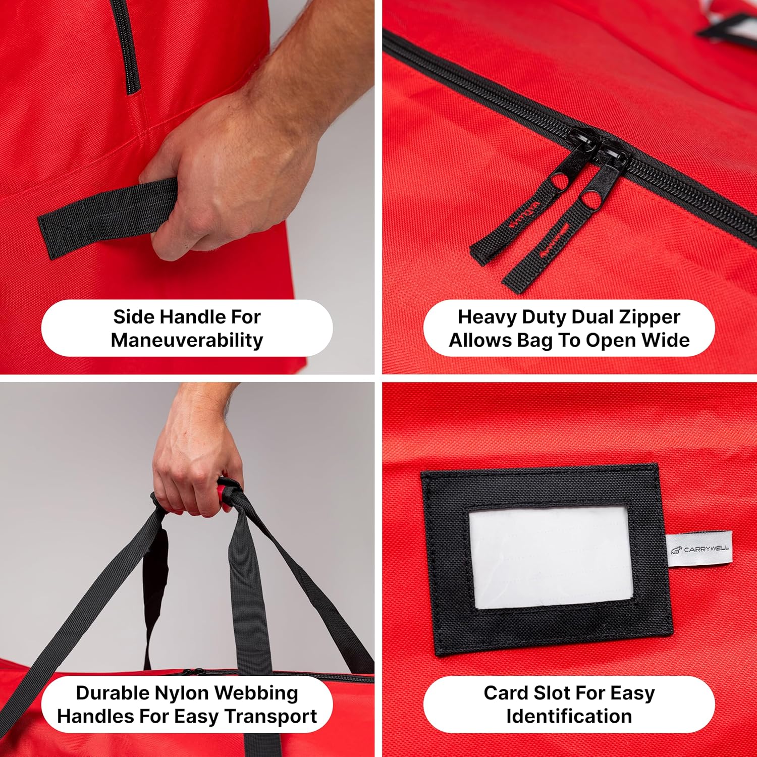 (Not Made In China) Heavy Duty Christmas Tree Storage Bag 9ft Tree, Fits Up to 9 foot Artificial Trees, Durable Handles with Waterproof 600D Oxford Canvas, Laminated Interior