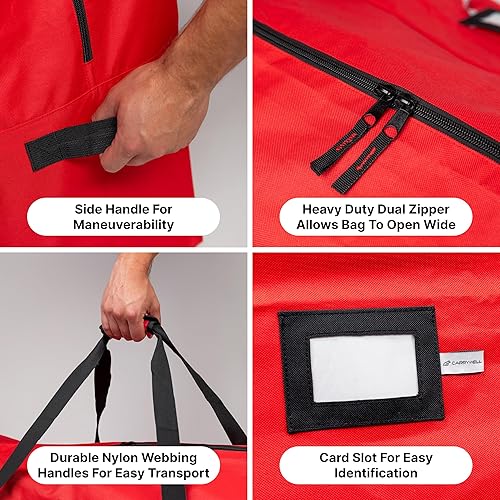 Miniatura 4 de Bolsa de almacenamiento para árbol de Navidad, se adapta a árboles artificiales desmontados de hasta 9 pies, asas duraderas con lona Oxford 600D a