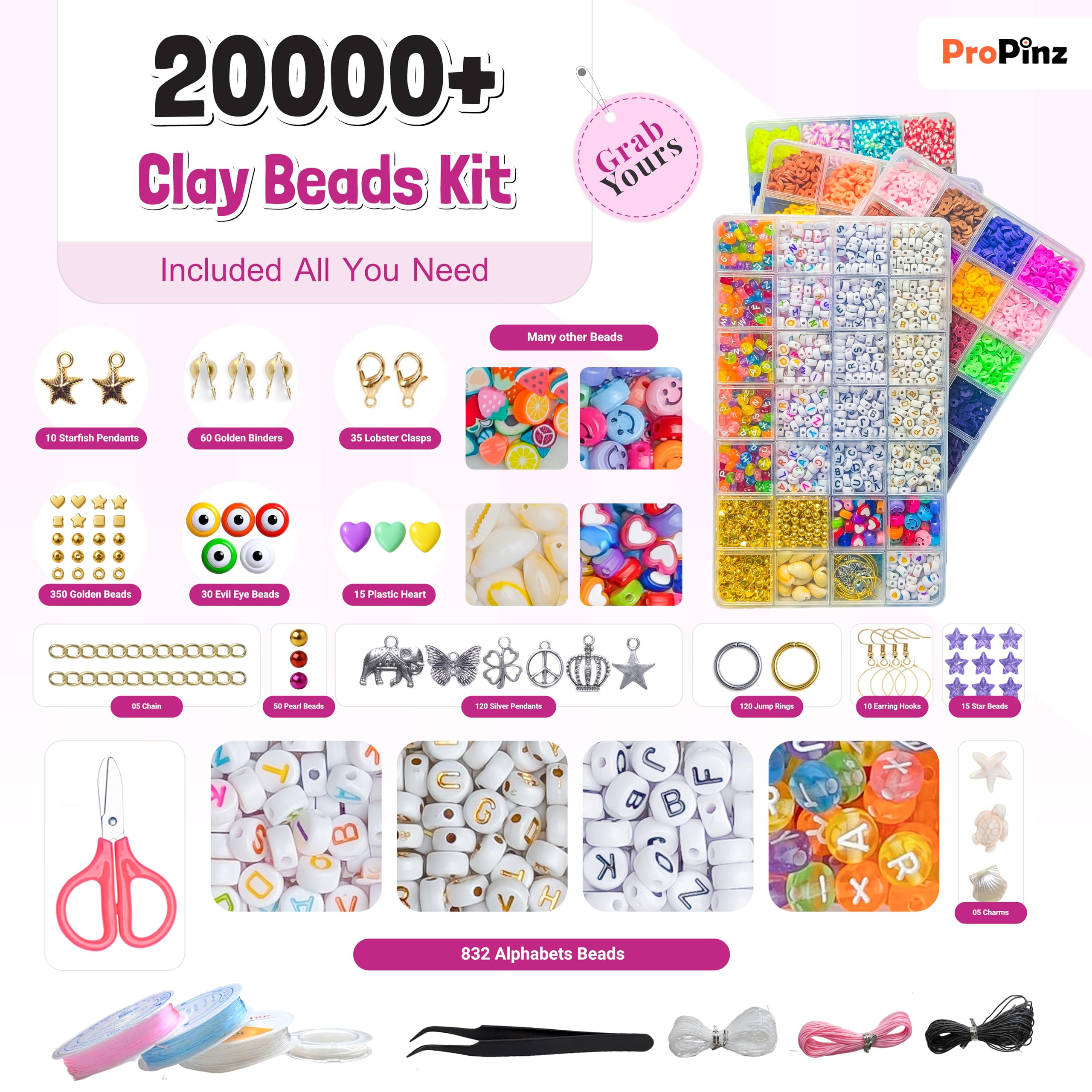 ProPinz 20,000+ Clay Beads Bracelet Making kit - Image 2