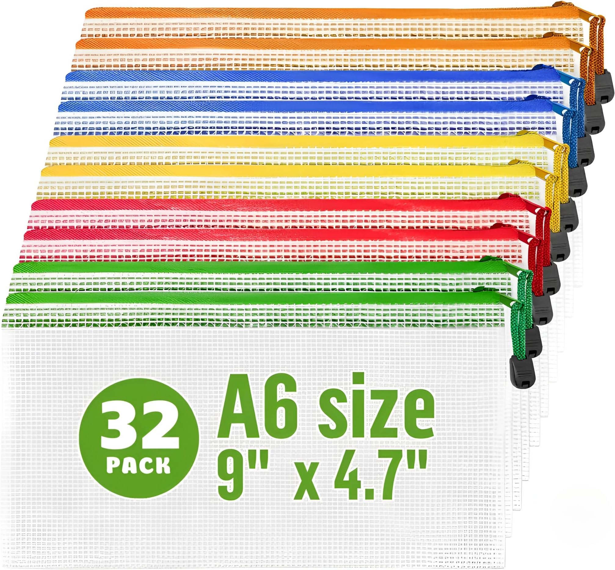 32 Pack Small Mesh Zipper Pouch Bags A6-9x4.7 in - Plastic Zipper Pouches for Organizing Mesh Pouch with Zippers Bags for Organizing Meshed Zippered Bag Clear Waterproof Travel Pouches Receipts Makeup