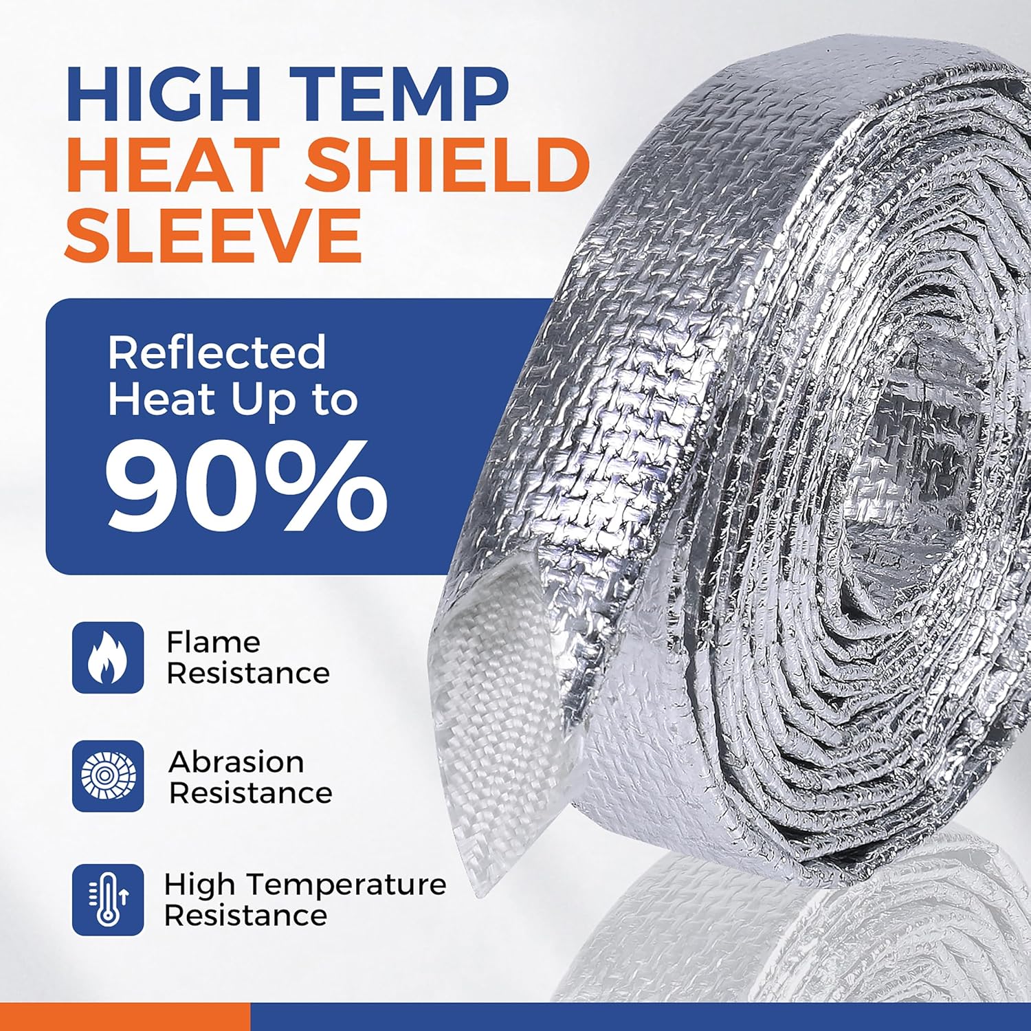 Automotive Aluminum Heat Shield Sleeve Wrap Wire Up to 485 °F, Cable Heat Shield Fire Sleeve Heat Resistance Silver Inner Diameter (1/2"-22ft)