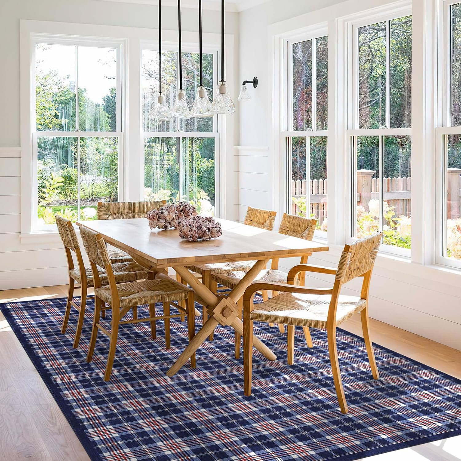 garveehome checkered area rugs 9x12 for living room, machine washable non slip backing rug, low-pile stain resistant indoor carpet for bedroom dining room office nursery floor decor blue checkered blue 9' x 12' (rectangular) maybe similar r the same