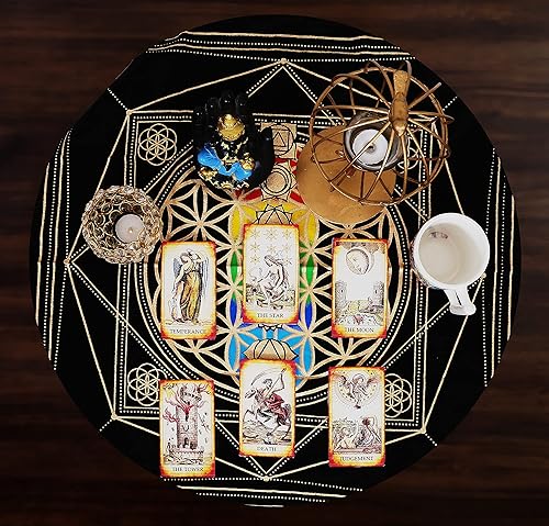 Miniatura 3 de Indian Consigners 7 chakras Alter Cloth Hexa cubierta de altar Tarot propagación de brujería (17.7 x 17.7 in)