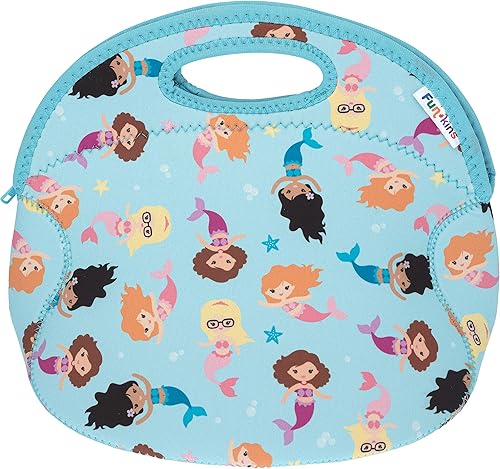 FUN KINS Lonchera aislada para niños, espaciosa, duradera, lavable a máquina, calidad premium, bolsillo interior y etiqueta de nombre, se pliega en