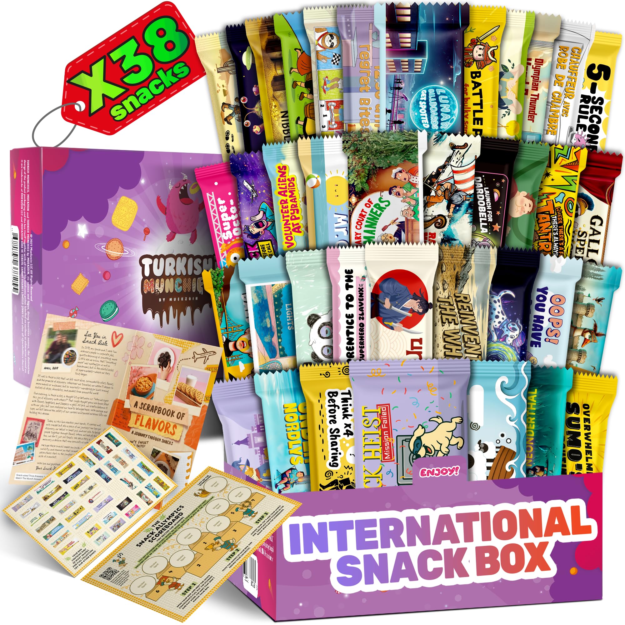International Snack Box, Unique Experience with Universal Exotic Candies and Treats from around the World, Gift-Ready Foreign Foods in Packages Inspired by European, Japanese and Korean Cultures