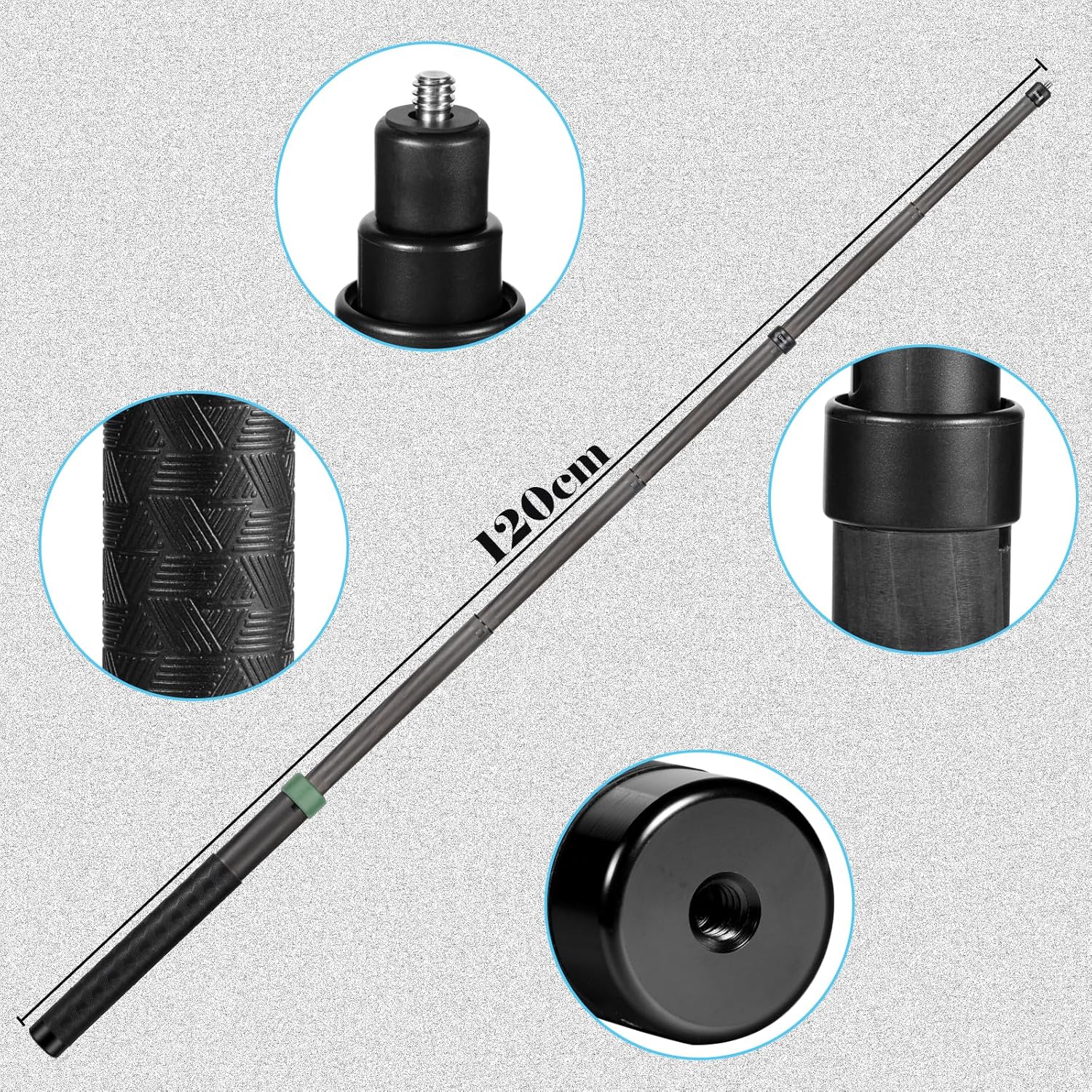 26cm Extended to 1.2m Invisible Carbon Fiber Selfie Stick for insta360 x5 Insta 360 x4 x3 x2 x one r rs go 2 3 3s for DJI OSMO 360 Sport Camera Accessories (Green)