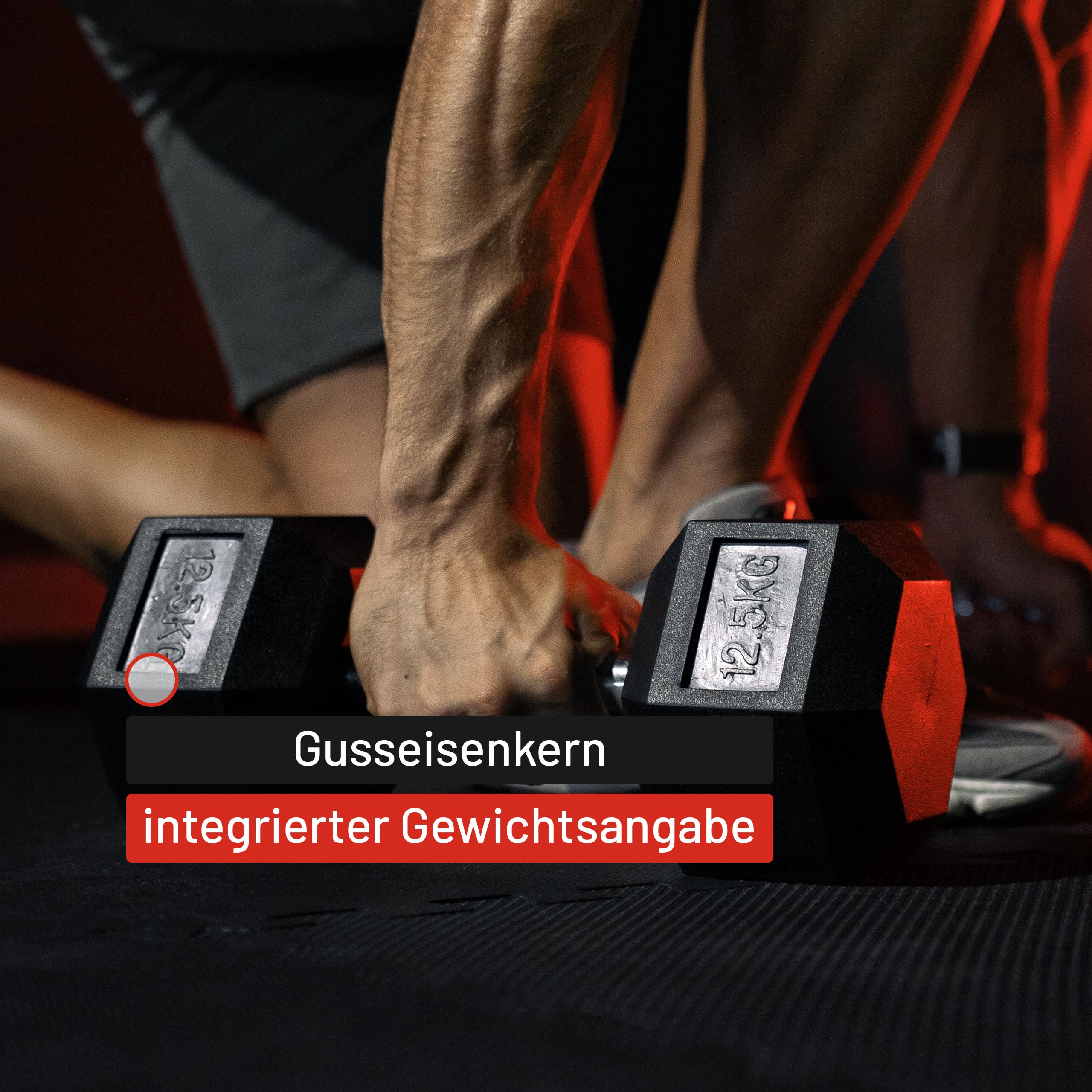 GORILLA SPORTS® Hexagon Kurzhanteln 2–50 kg, gummiert, mit oder ohne Ablage | Schwarze sechseckige Hanteln aus Gusseisen mit gerändeltem Chromgriff, rutschsicher und rollfest; Dumbbell, Krafttraining
