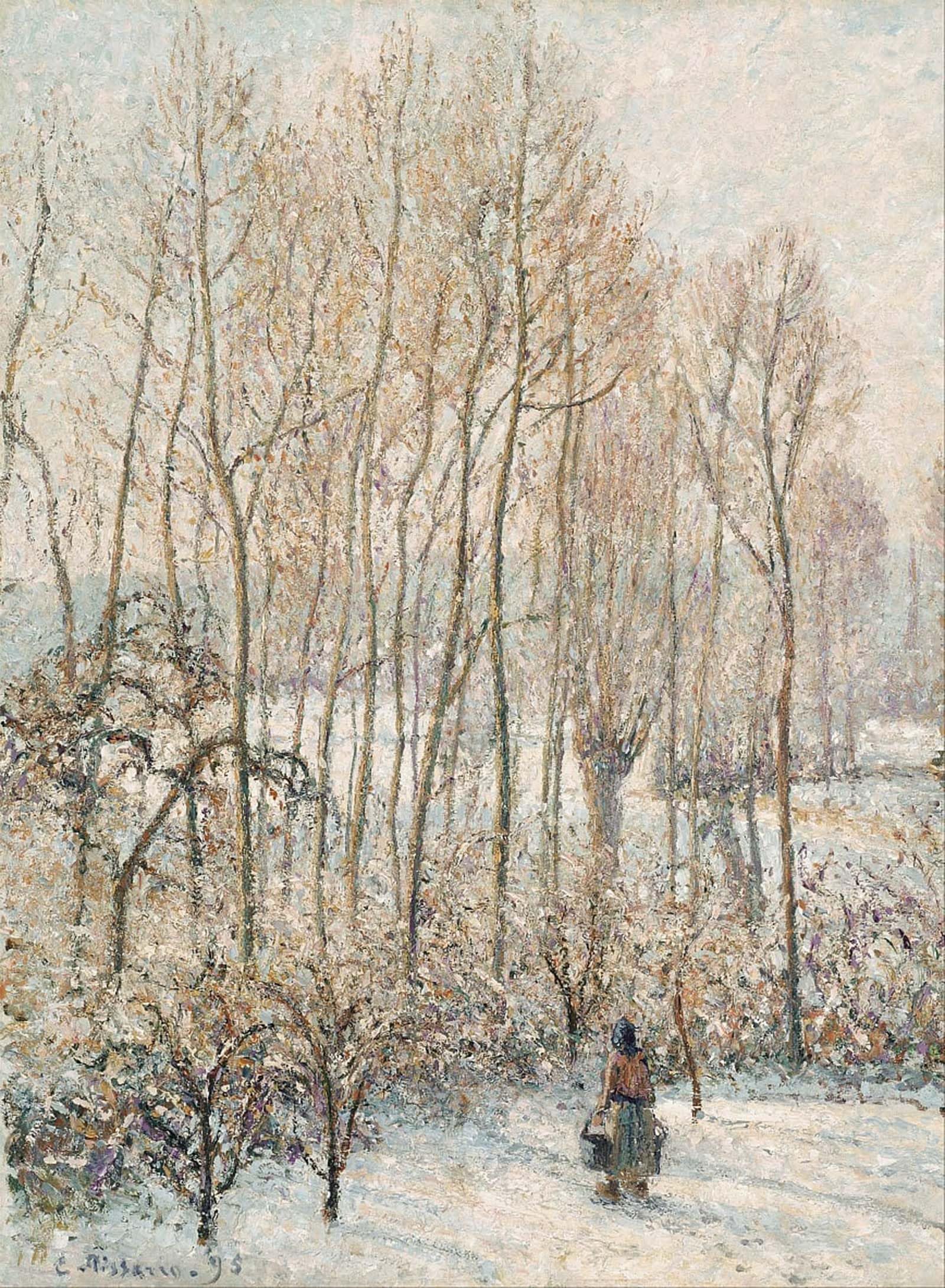 POSTERIIk Famous Animal Posters Vintage Picture Morning Sunlight on the Snow Eragny-sur-epte by Camille Jacob Pissarro Modern Wall Decor for Home Decor 60x90cm