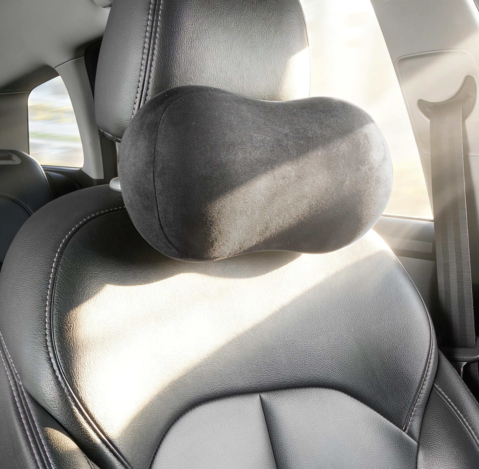 Auto Nackenkissen Kopfstütze, Ergonomische Nackenstütze mit Memory Foam, Autositz Kopfkissen für alle Fahrzeuge, Car Headrest Neck Pillow for Driving, Schwarz, 1 Stück