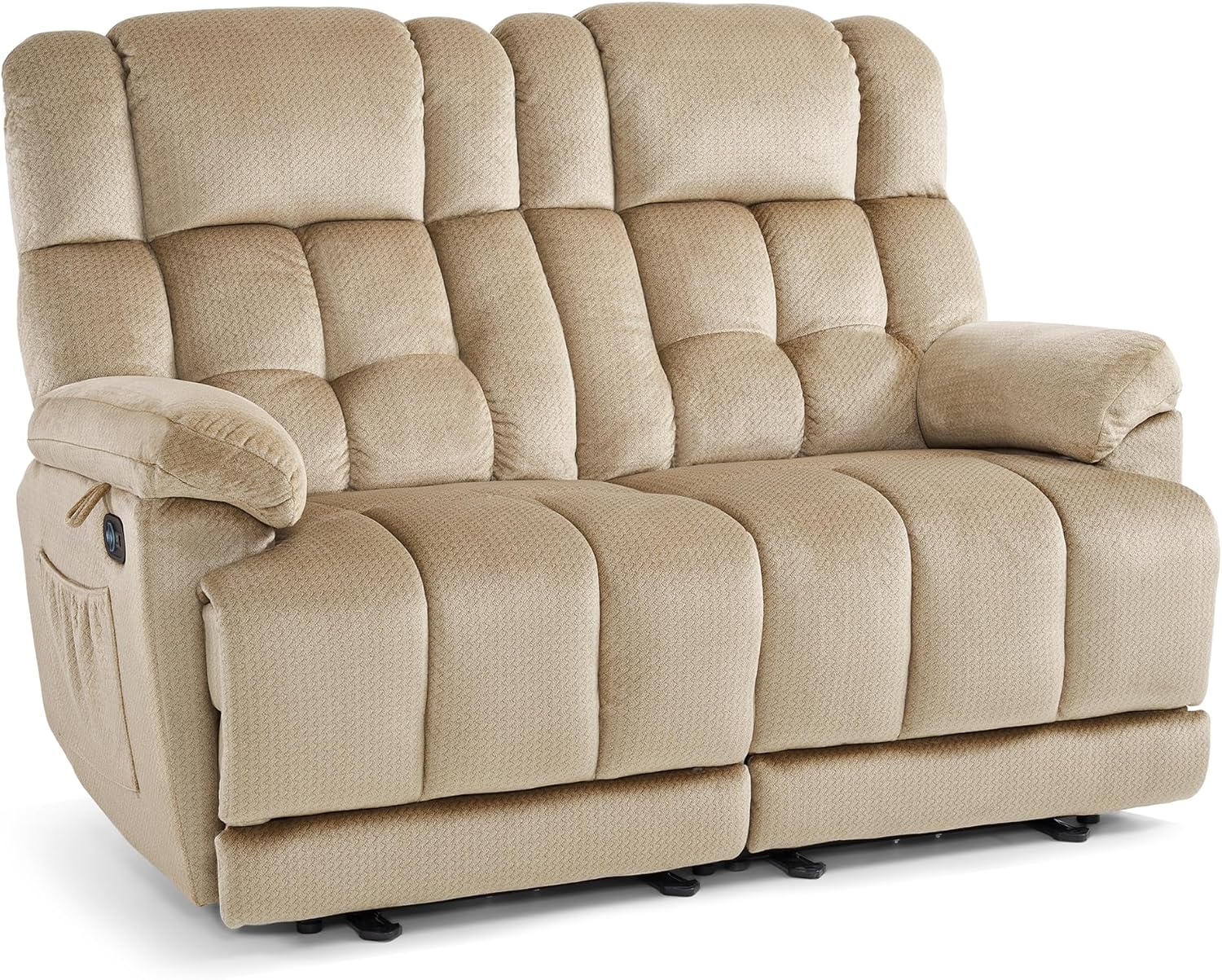 MCombo 58.7" Zero Gravity Power Loveseat Recliner with Heat and Vibration Massage, Reclining Loveseat Sofa with USB Ports for Living Room, Fabric 6237 (Beige)