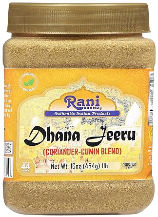 Rani Dhana-Jeeru Coriander-Cumin Blend 50-50 Powder 16oz 1lb 454g PET Jar  All Natural | Vegan | Gluten Friendly | Non-GMO | Indian Origin