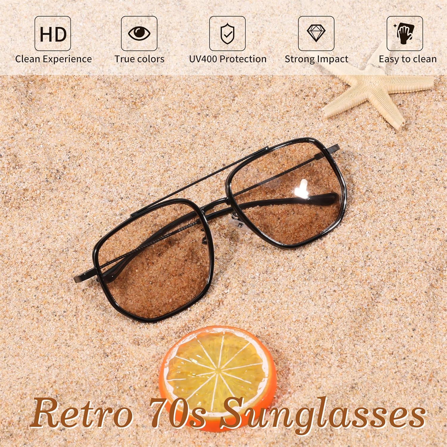 FEISEDY Retro Aviator Sunglasses for Women Men Vintage Classic Square Metal Frame Sun Glasses Trendy Shades B0371 - Image 5