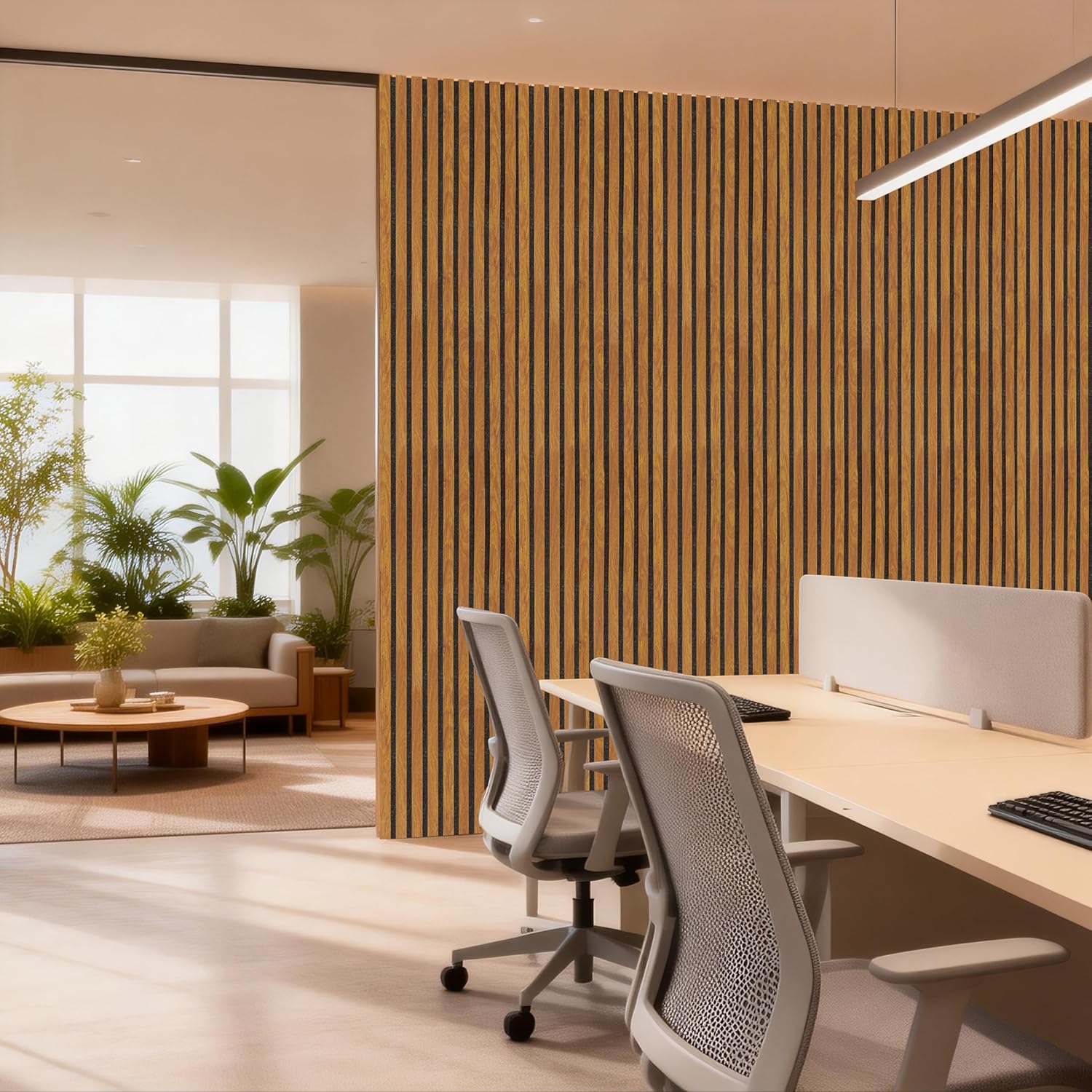 Luxdecor Acoustic Wood Slat Wall Panels for Wall 2pack Wood Slat Panels for Wall 47.2”x23.6” Wooden Acoustic Venner Panels 3D, Fluted Wall Slat Panels 0.82”in