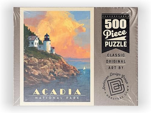 Miniatura 8 de Acadia National Park Faro y póster vintage, rompecabezas de 500 piezas prémium para adultos
