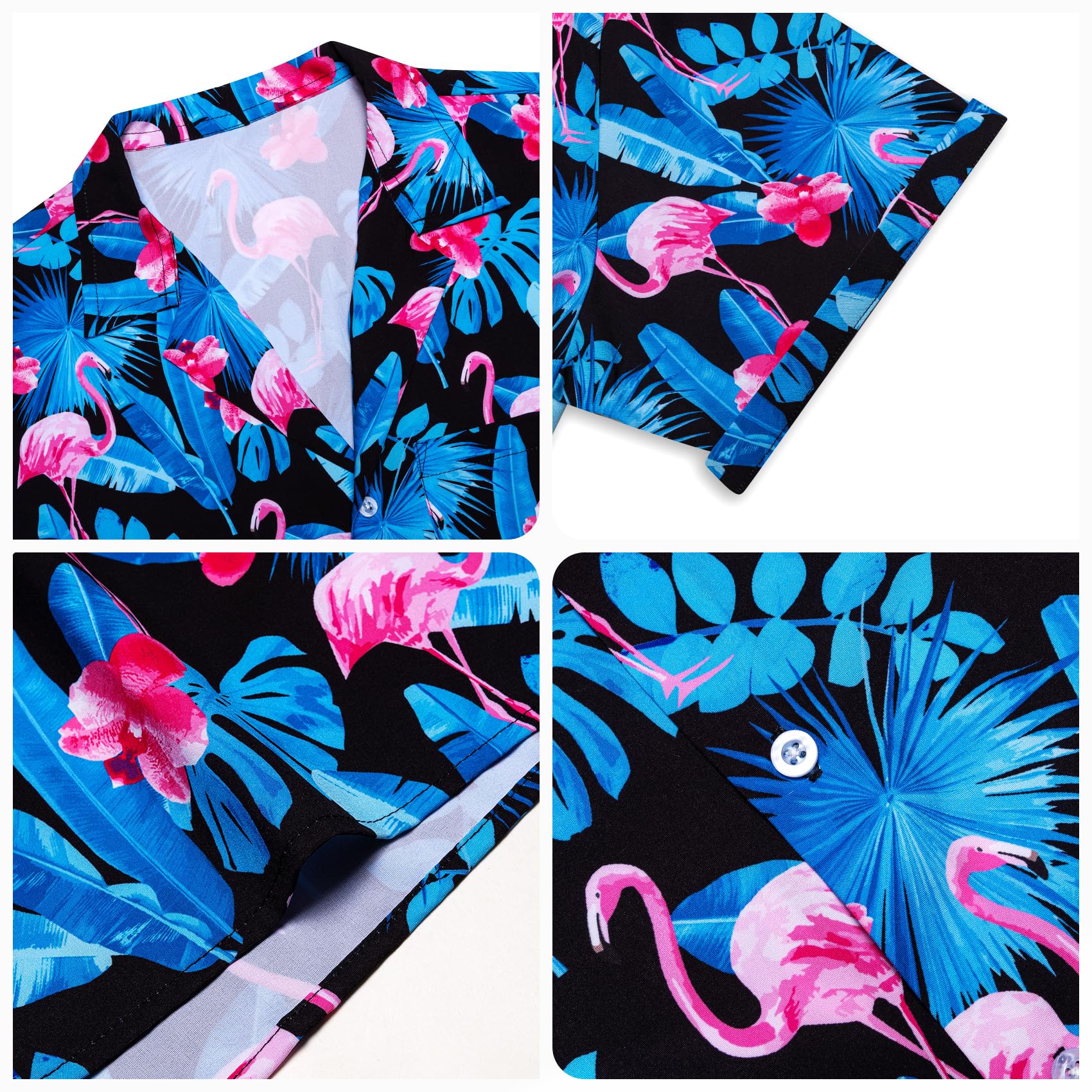 Barry.Wang Camicie hawaiane da uomo con stampa floreale classica casual tropicale spiaggia festa vacanza camicia a maniche corte