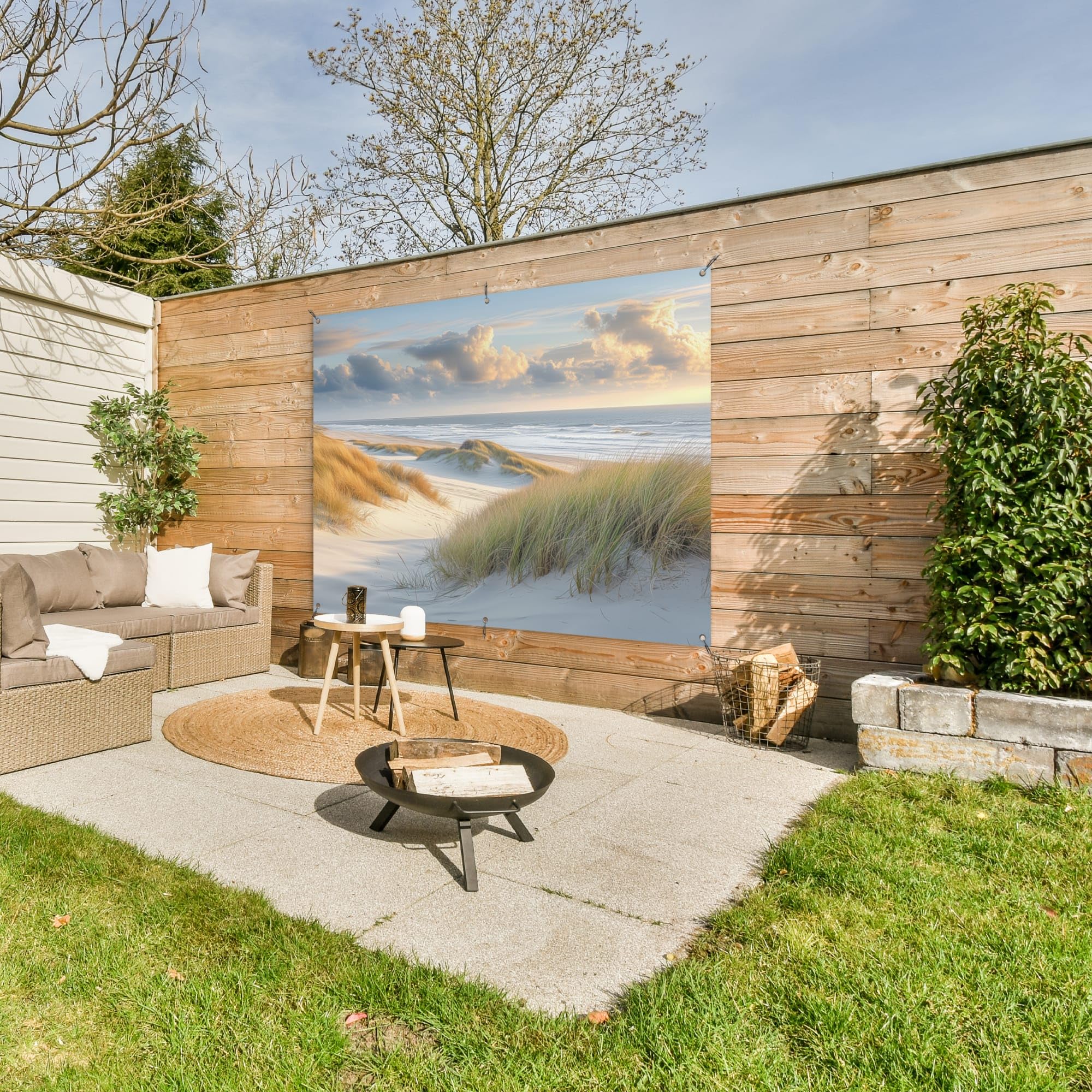 MuchoWow© Gartenposter Outdoor Bilder Gartendeko für draußen Wetterfest | 160x120 cm - Garten Deko Terrasendeko Banner Draußen Bild Dekoration Strand - Dünen - Borstgrasrasen - Wattenmeer