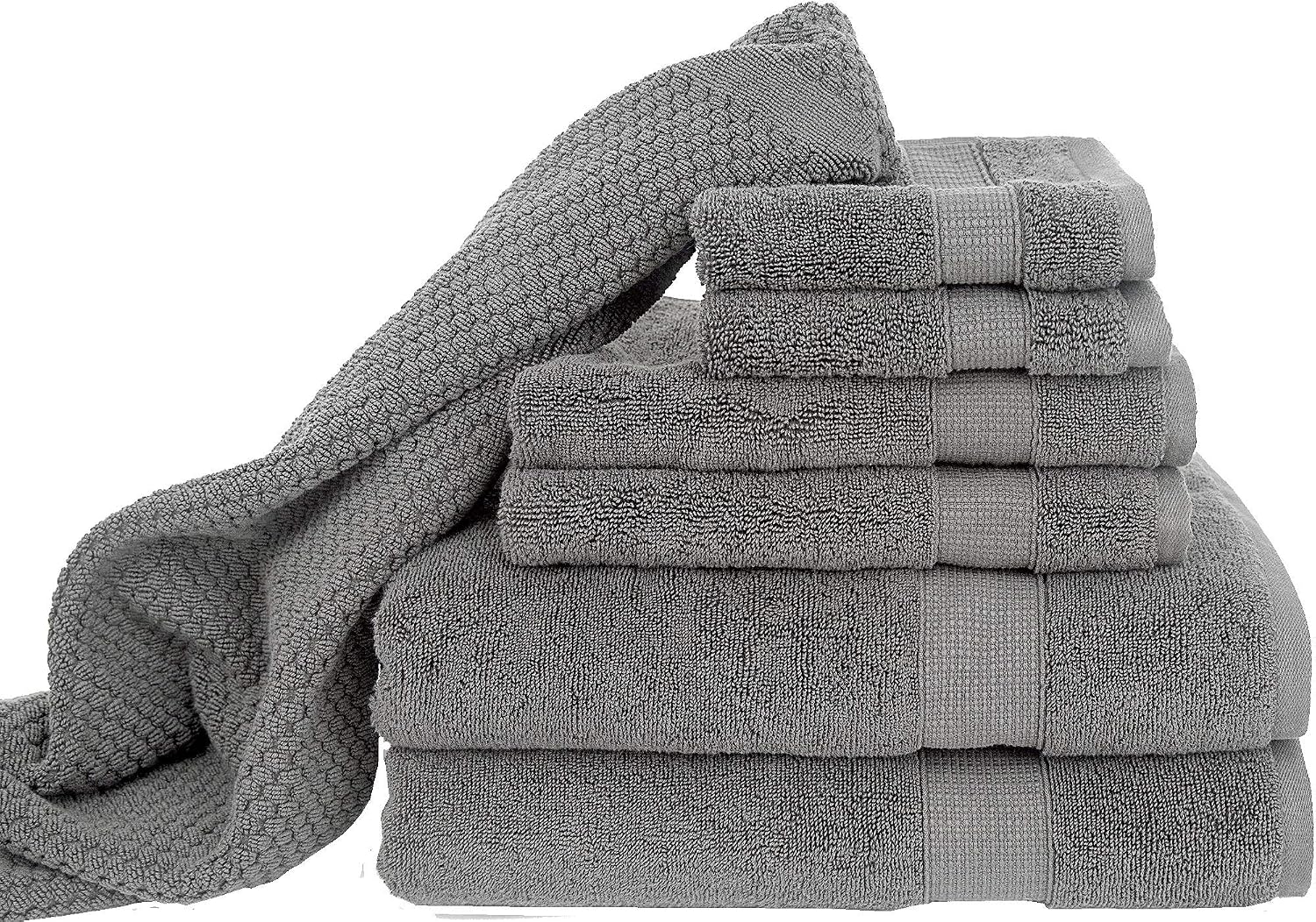 Blake Deluxe 7 Piece Bath Towel and Bath Mat Set - Densely Woven Premium Ultra Soft, High Absorbency Combed Cotton - Luxury Spa Bath Towels - 700 GSM (Light Grey)