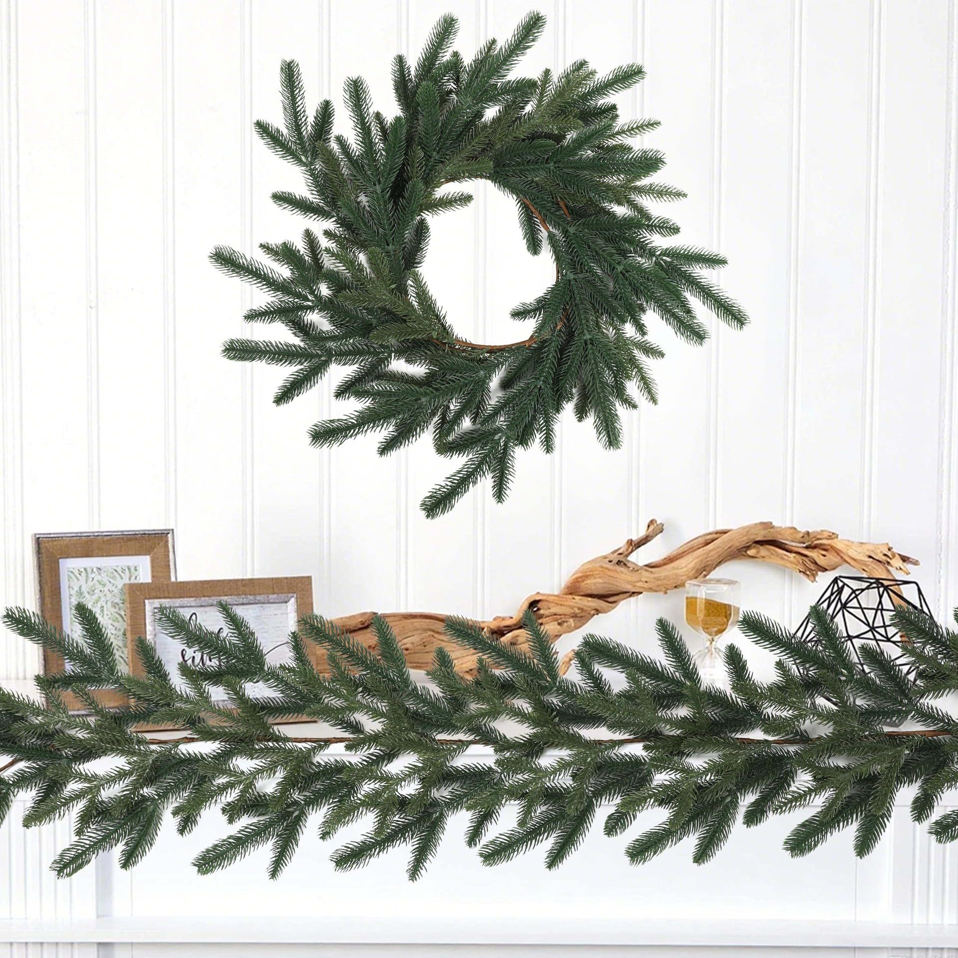 2 Stück Weihnachtsgirlande, Tannengirlande, Kieferngirlande für Weihnachtsdeko Innen und Außen, Treppengeländer & Türrahmen (Modell 3,180 cm)