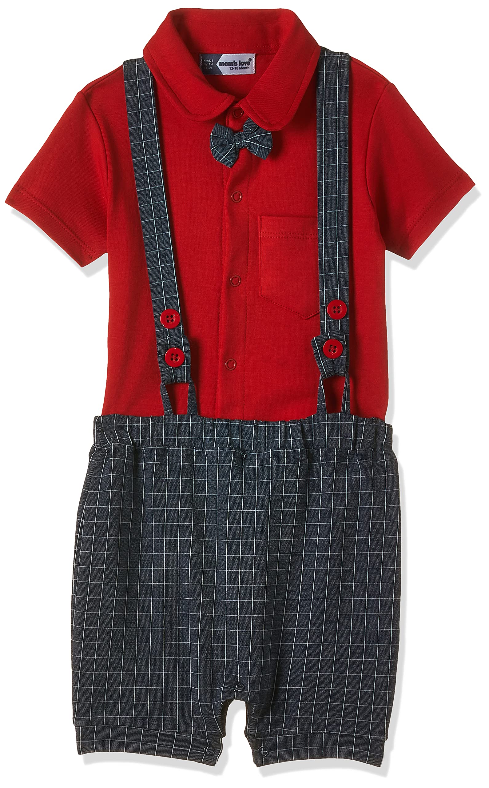 MOMS LOVE Boy's ML CHECKS BOYS INF DUNGAREE SET DUNGAREE