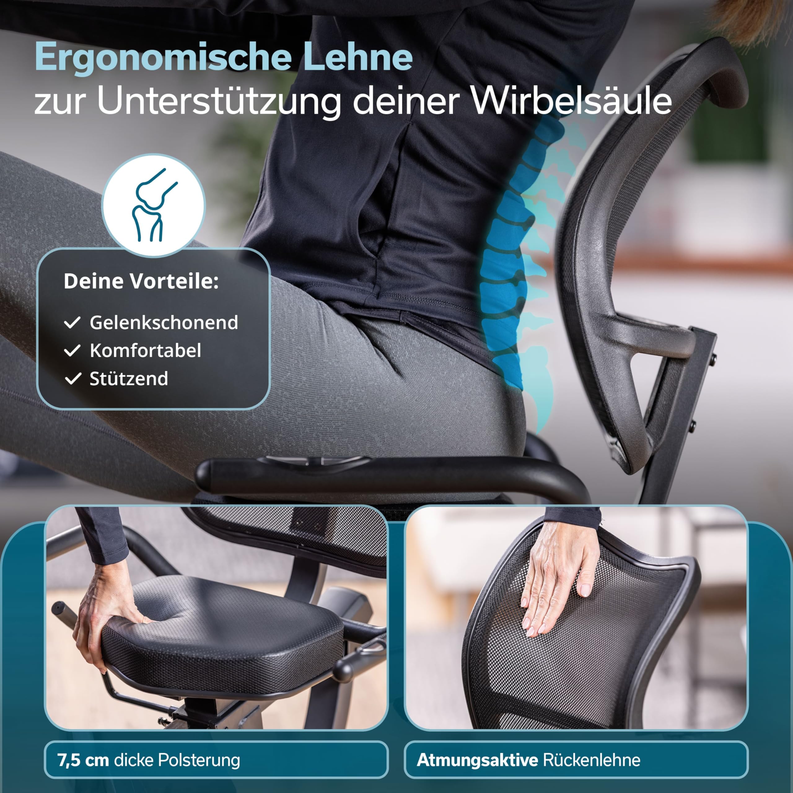 Skandika Liege-Ergometer/Ergometer Cykling P14 / P8-H Comfort | Heimtrainer Fahrrad mit Touchscreen, Multimedia Computer, bis 150 kg, Bluetooth, App-Verbindung, Kinomap | Fitnessbike für Zuhause