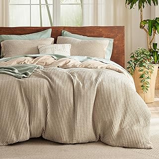 Bedsure Cooling Waffle Duvet Cover King - Cotton Blend Rayon Derived fro...