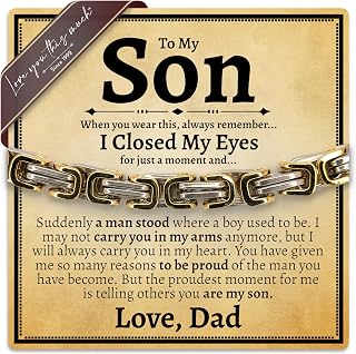 Love You This Much Father to Son Gift | Men's 5mm Twist Steel Bracelet | Present for Son from Dad | 8"+1" Extender | Luxury Gift Box & Card