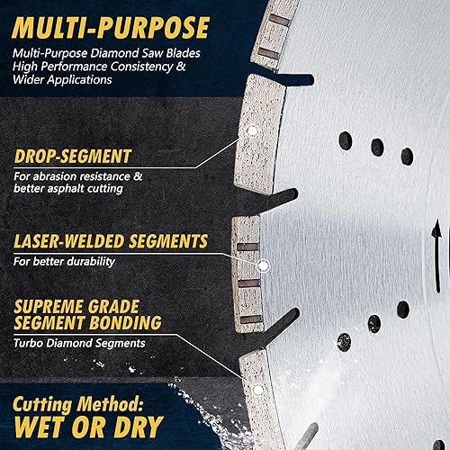 Miniatura 5 de Hojas de sierra de diamante multiusos de 16 pulgadas para hormigón mampostería piedra adoquines profundidad de corte de 5-58 pulgadas cenador de 1