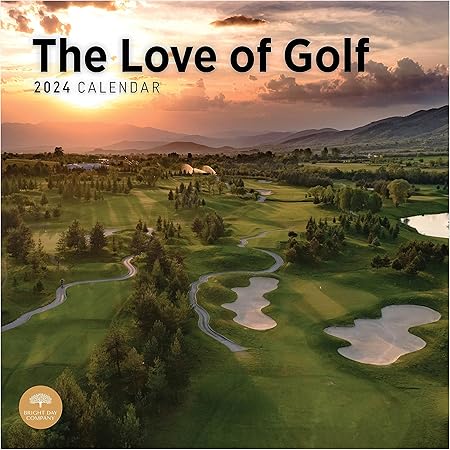 2024 The Love of Golf Monthly Wall Calendar by Bright Day, 12 x 12 Inch Sports Gold Course Hobby Scenic Hole in One Tee