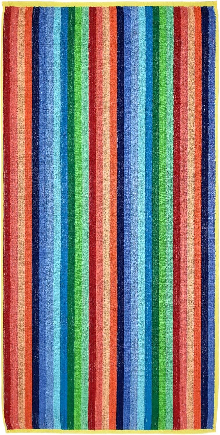Kaufman - Cabana Stripe Beach Towel Blue and White, 6-Pack, 32in x 62in, 100% Ringspun USA Cotton, Large Pool Towels Plush and Absorbent Terry Beach Towel. : Home & Kitchen