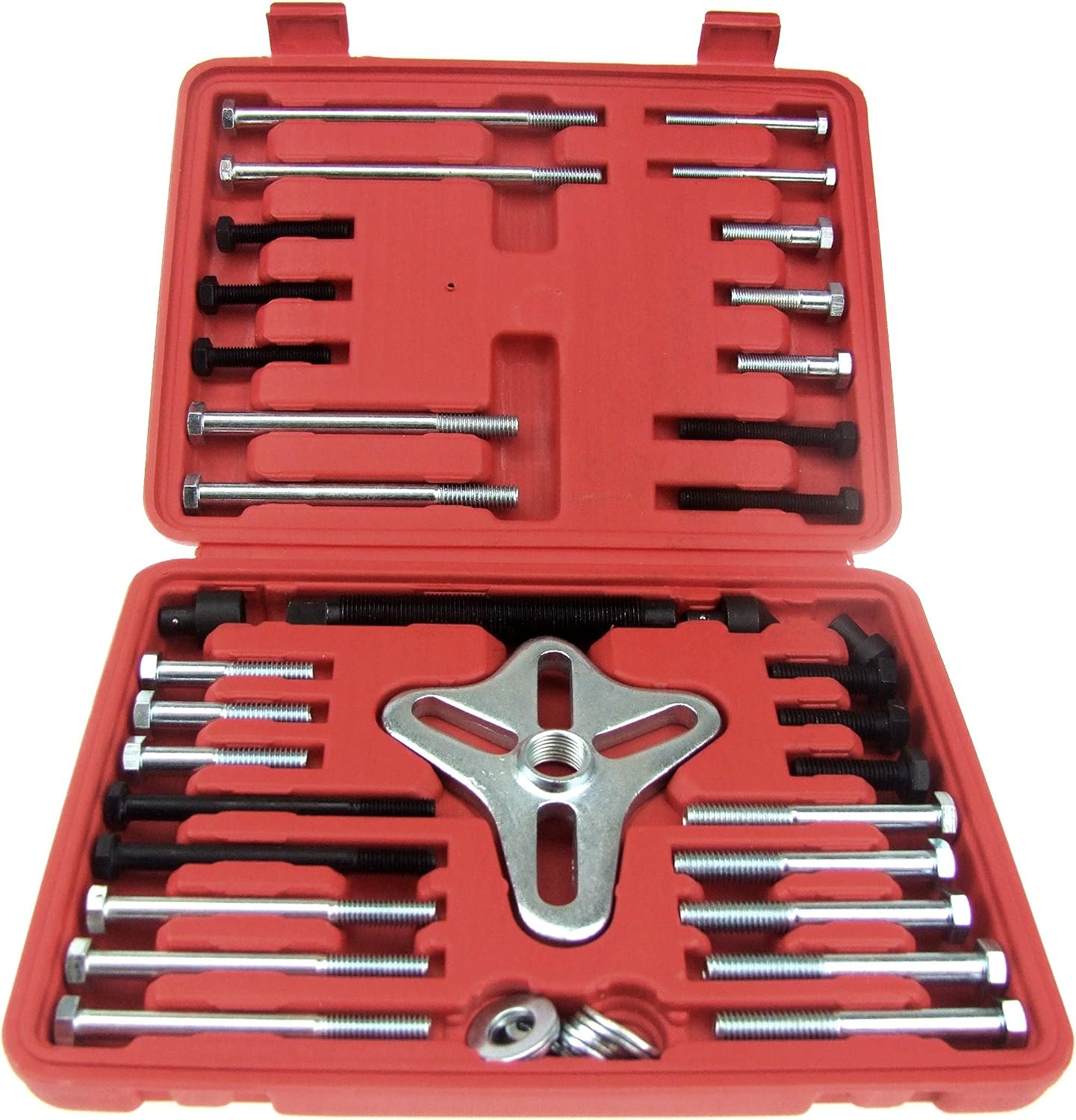 HFS (R) 46 Pcs Harmonic Balancer Puller - Gear Puller, Crank Shaft Pulley, Steering Wheel Kit Pulley Yoke Crank, Storage Case