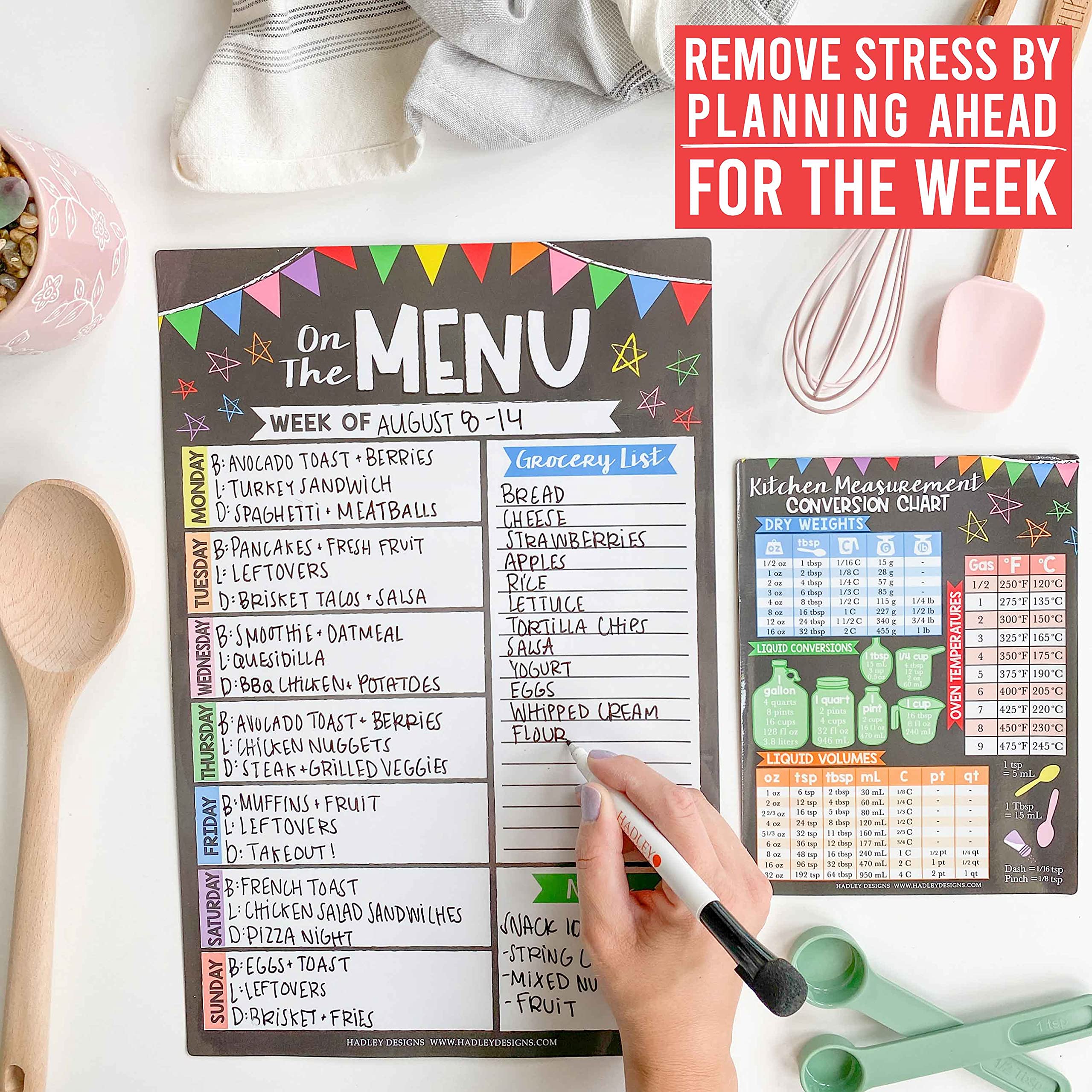 Weekly Meal Planner Dry Erase Board for Refrigerator Colorful