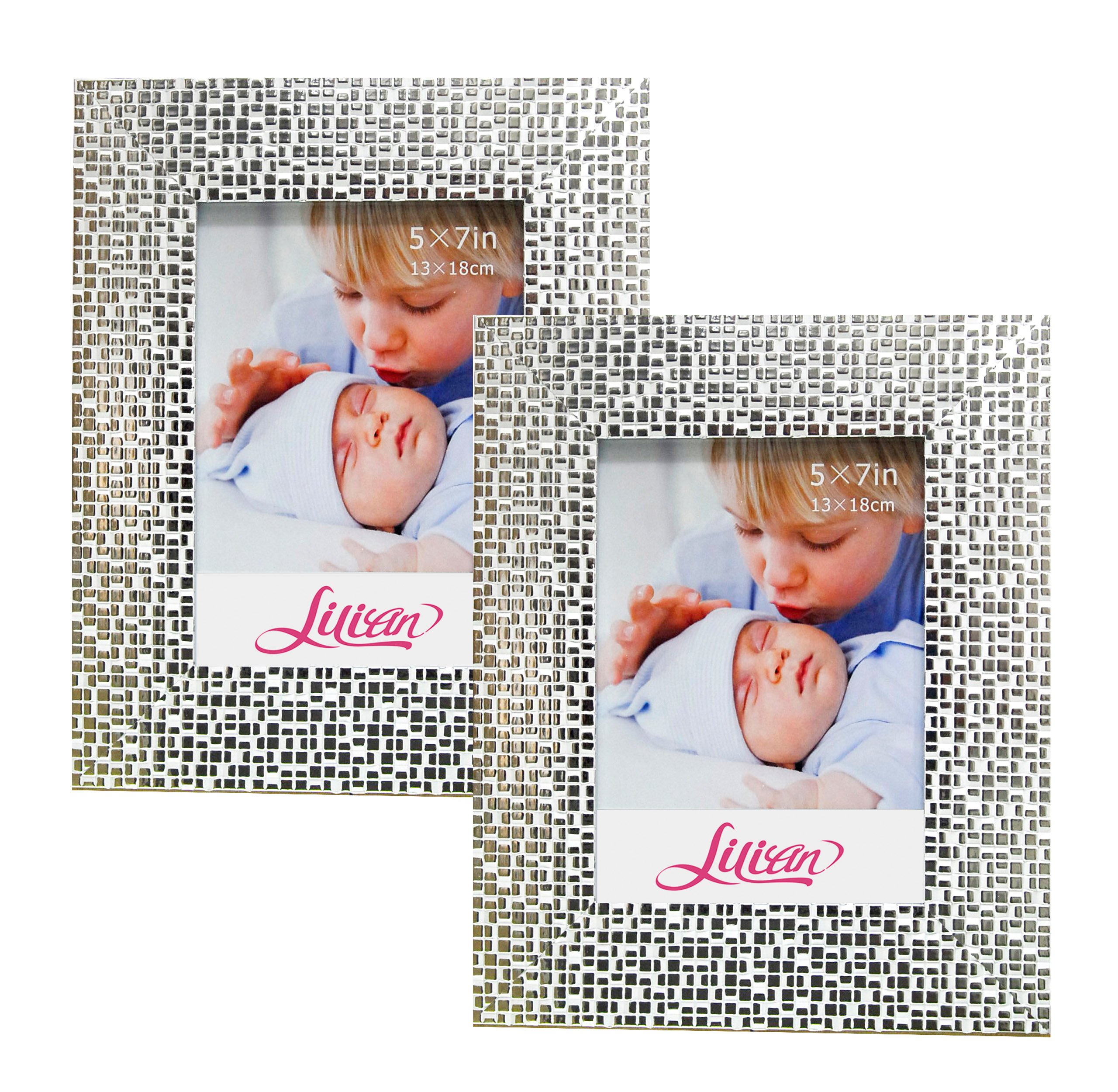 LilianModern Silver Desktop Photo Frames 4 x 6 (2Pack) Silver 243-AD-019