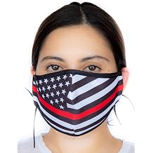 ComfyMax 3 Layer Fabric Facemask Water Repellent, Washable & Breathable Face Mask US Flag Black